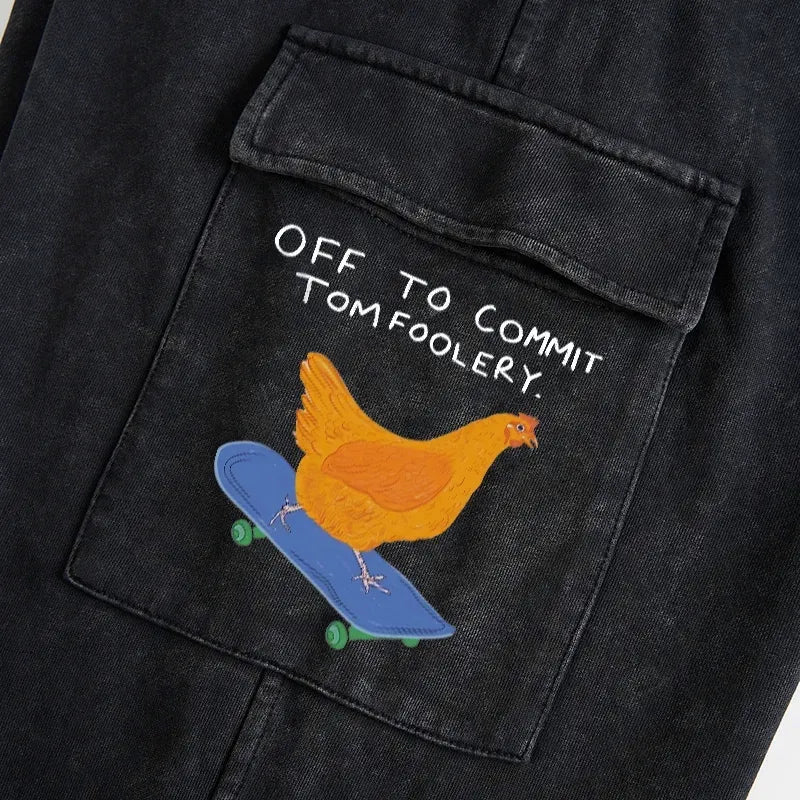 Kyoto-Lion Chicken Was About To Do Something Bad Washed Utility Sweatpants