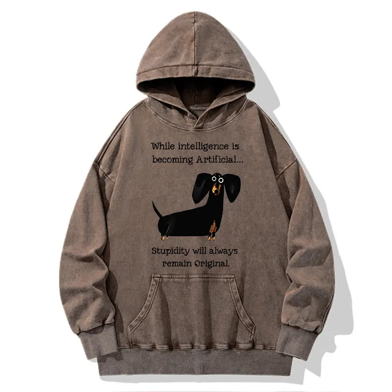 Kyoto-Lion Dachshund Real Humor Funny Meme Washed Hoodie