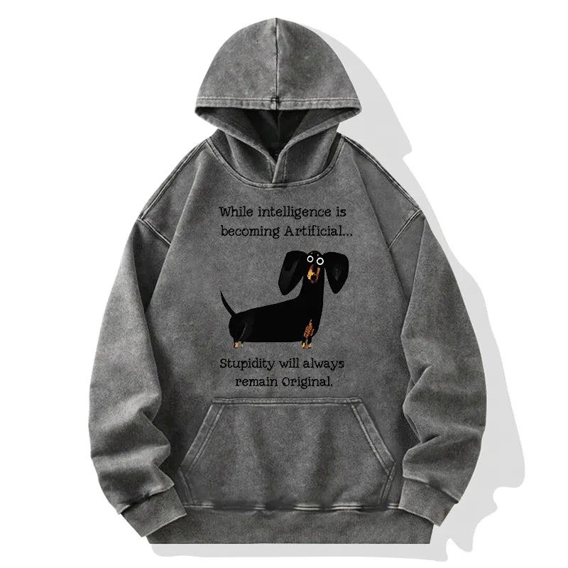 Kyoto-Lion Dachshund Real Humor Funny Meme Washed Hoodie