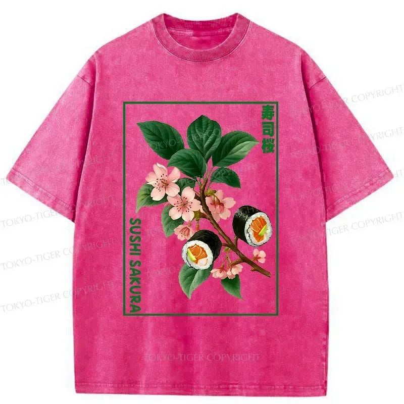 Kyoto-Lion Sushi Sakura Tree Washed T-Shirt