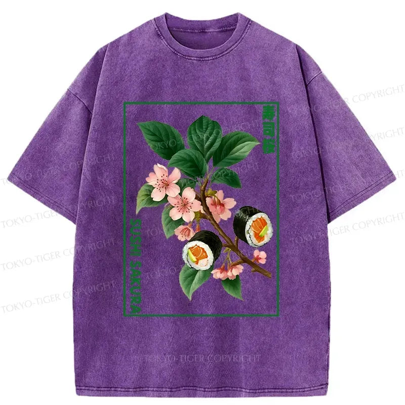 Japanese Sakura Washed T-Shirt for Daily Wear