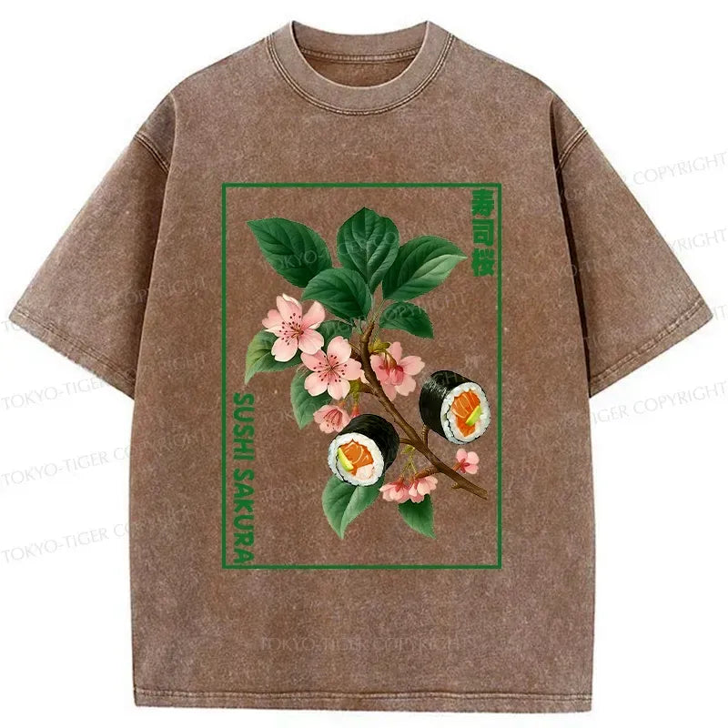 Kyoto-Lion Sushi Sakura Tree Washed T-Shirt