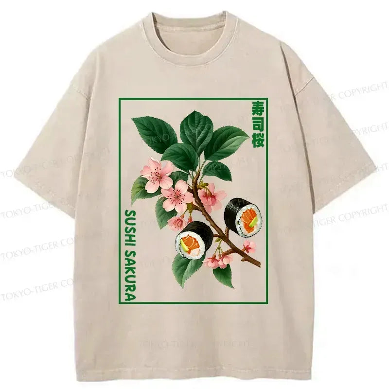 Kyoto-Lion Sushi Sakura Tree Washed T-Shirt