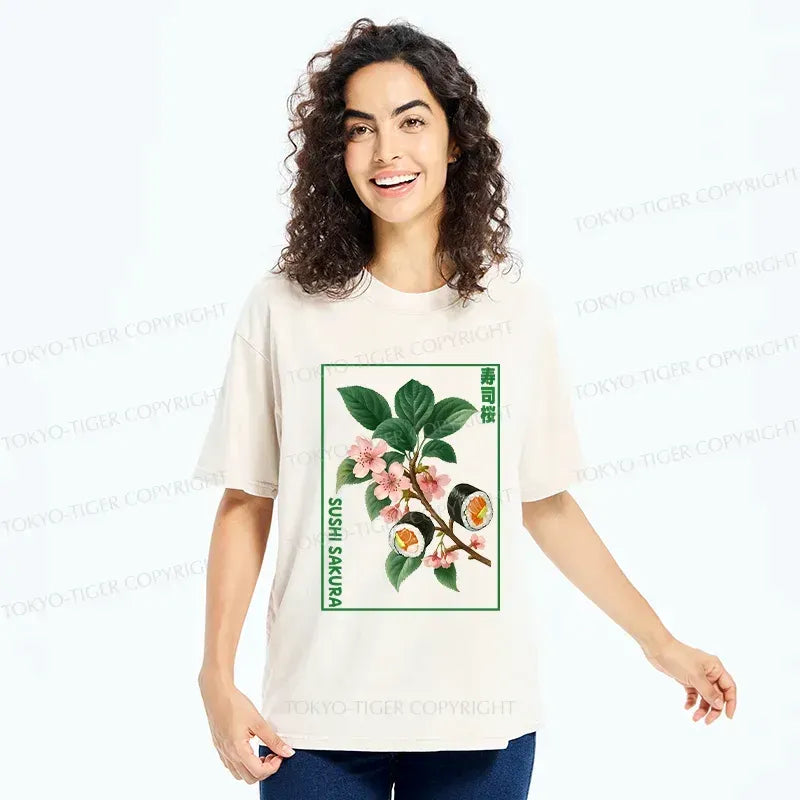 Kyoto-Lion Sushi Sakura Tree Washed T-Shirt