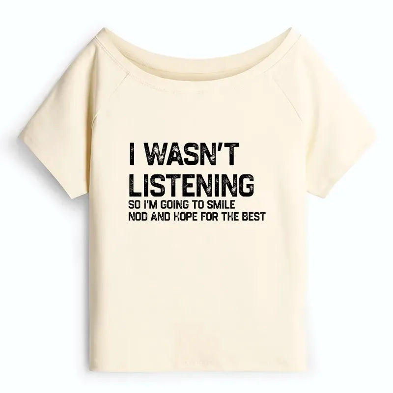 Kyoto-Lion Indifferent To Everything Off Shoulder T-Shirt