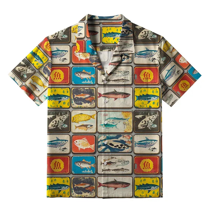 Kyoto-Lion Vintage Fish Collection Aloha Hawaiian Shirt