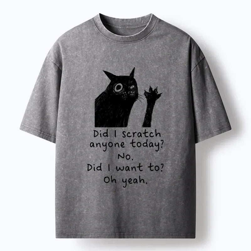 Tokyo?Tiger Black Cat Scratches People Washed T-Shirt