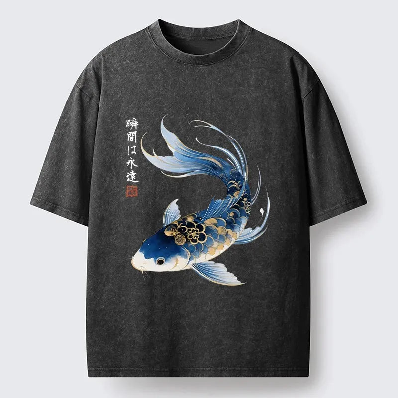 Washed Unisex Koi Fish Tee for Everyday Style