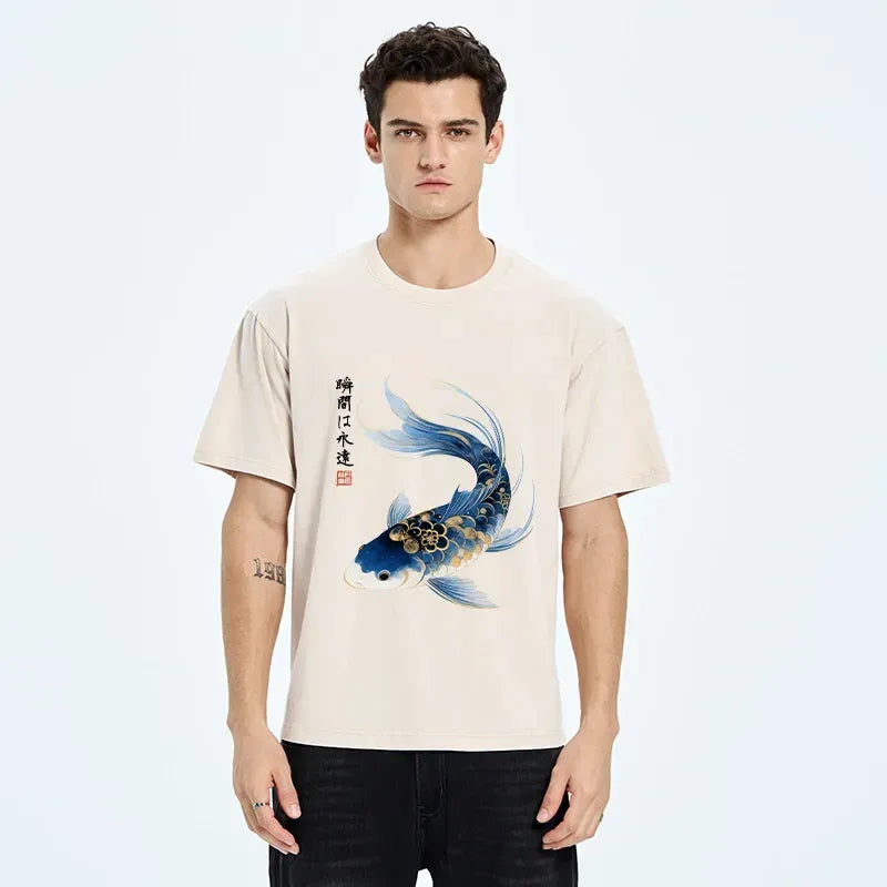 Japanese Koi Fish Watercolor T-Shirt for Daily Wear