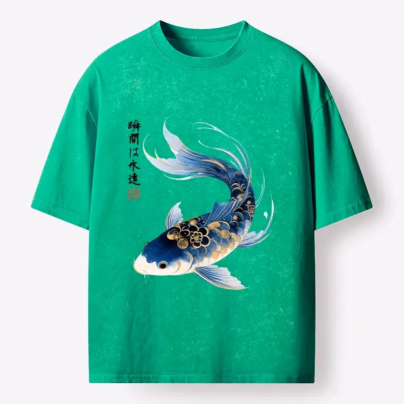 Washed Unisex Koi Fish Tee for Everyday Style