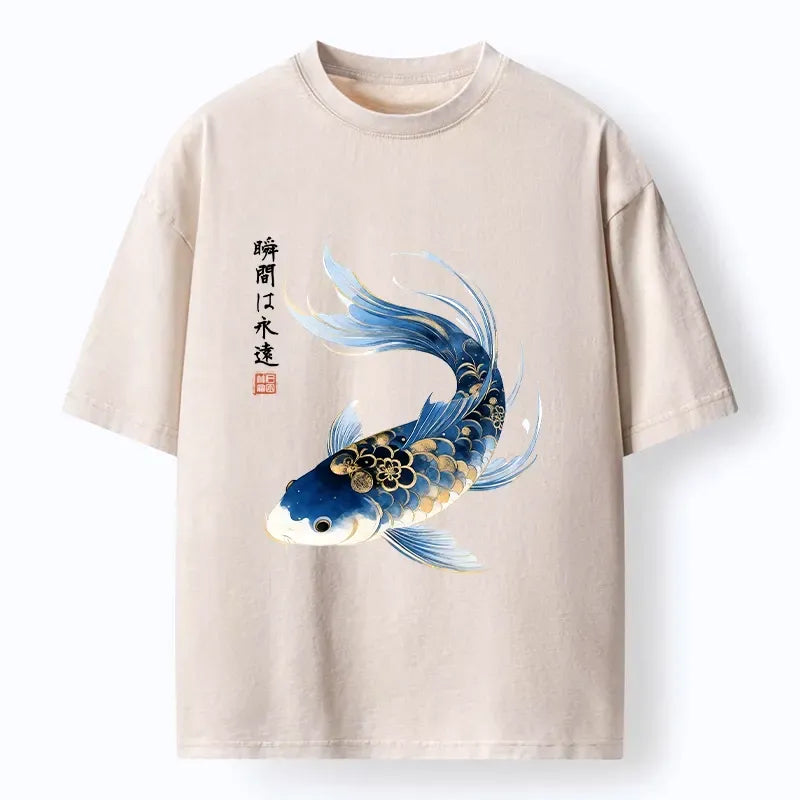 Washed Unisex Koi Fish Tee for Everyday Style