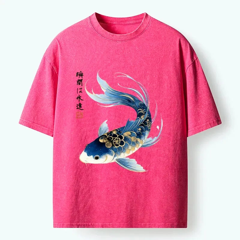 Washed Unisex Koi Fish Tee for Everyday Style