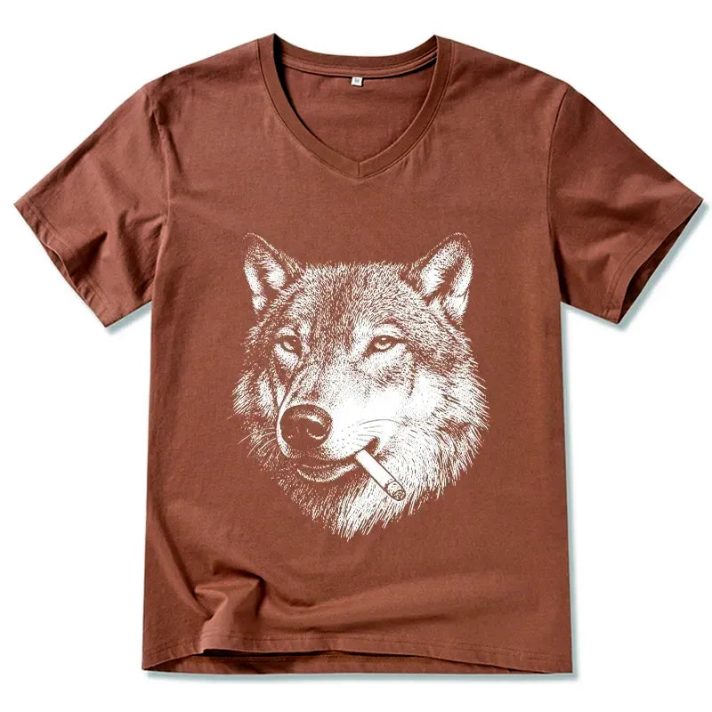 Cool Wolf Meme V-Neck T-Shirt