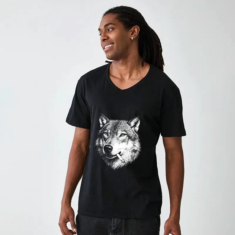 Cool Wolf Meme V-Neck T-Shirt
