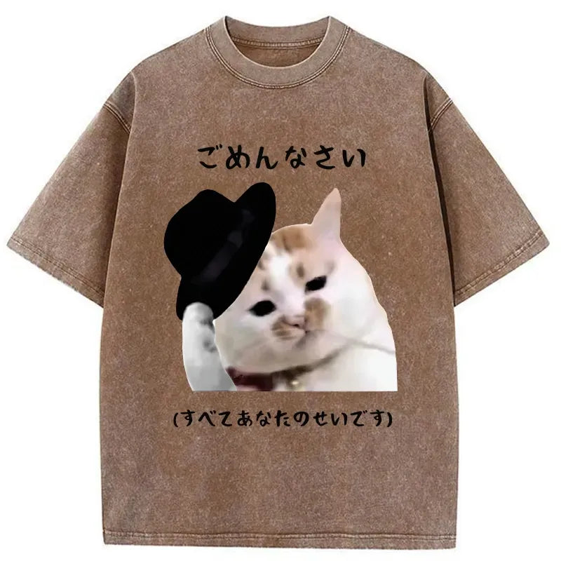 japanese washed t-shirt for daily wear