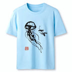Kyoto-Lion Ink Wash Jellyfish And Fish Classic T-Shirt