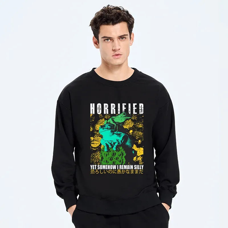 Kyoto-Lion Horrified Two Frogs Funny Sweatshirt