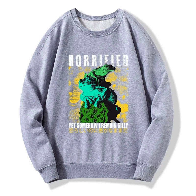 Kyoto-Lion Horrified Two Frogs Funny Sweatshirt