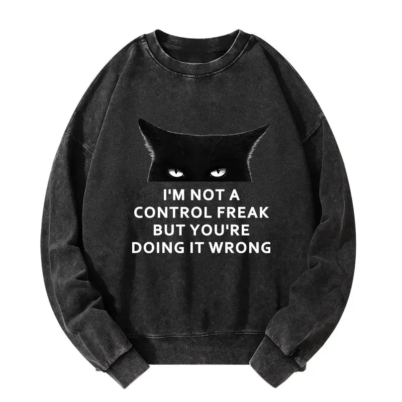 Funny Washed Sweatshirt for Daily Wear