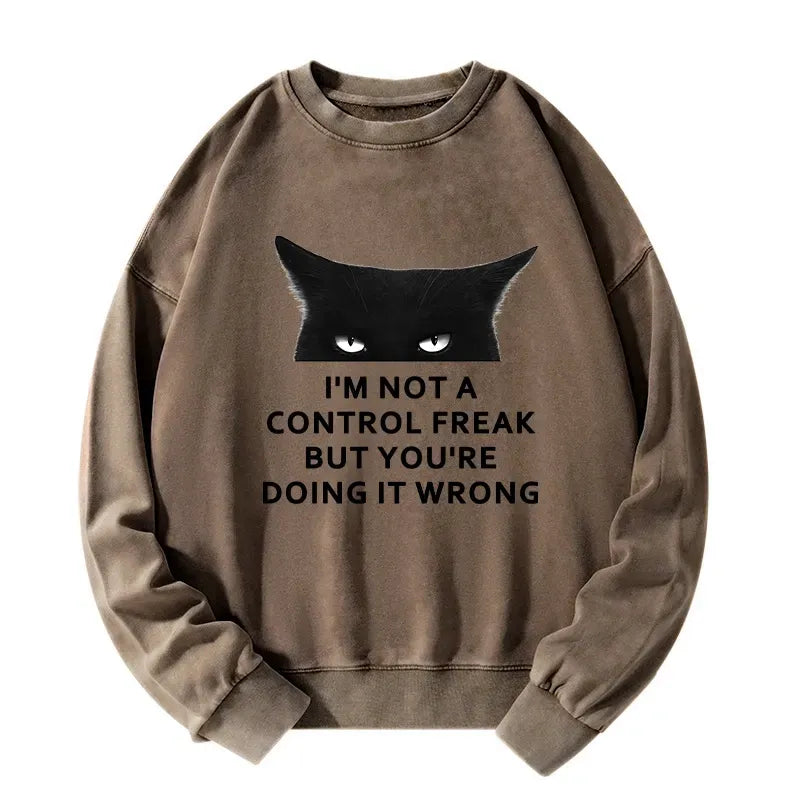Funny Washed Sweatshirt for Daily Wear
