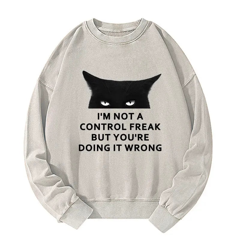 Funny Washed Sweatshirt for Daily Wear