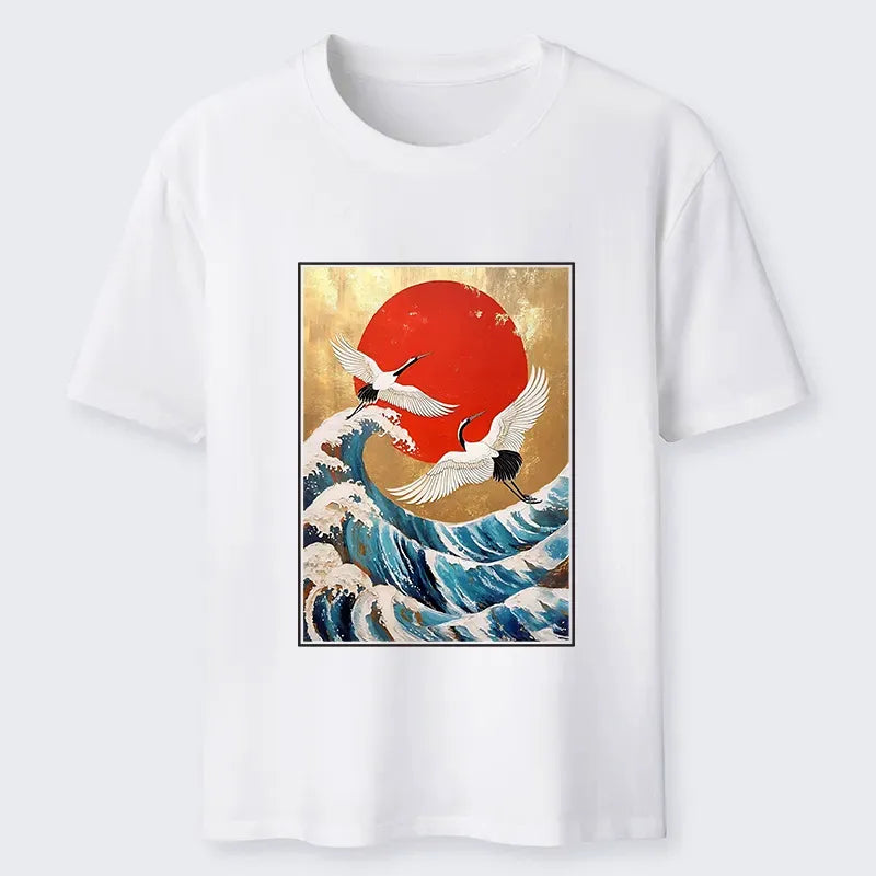 Vintage Cranes and Waves T-Shirt