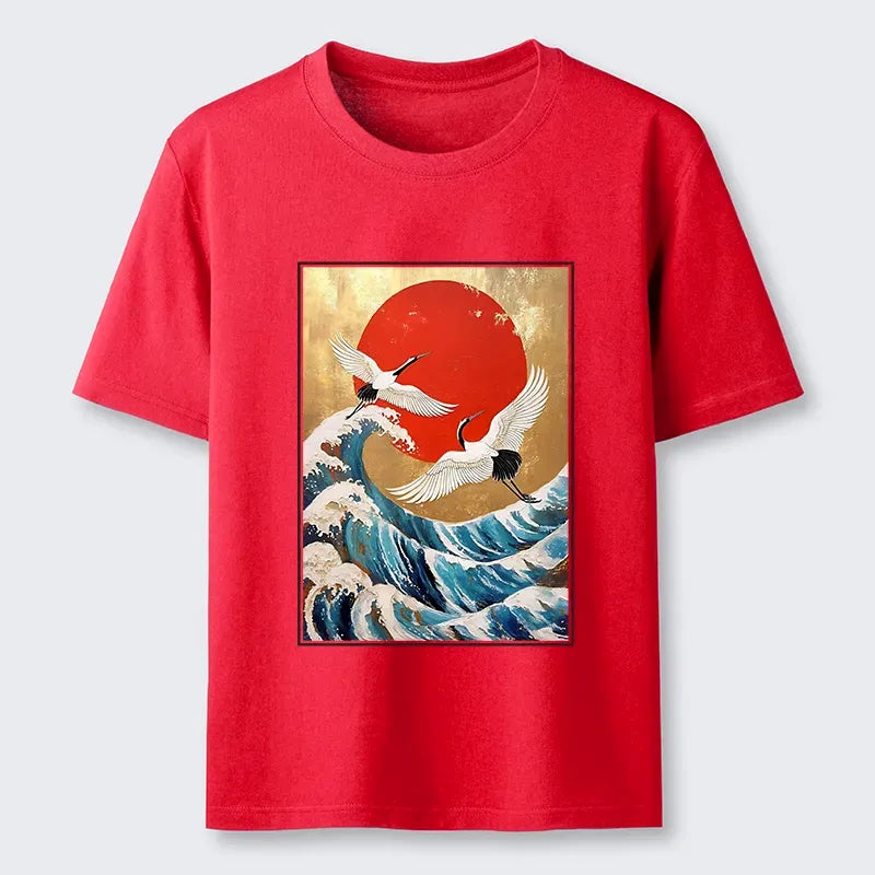 Vintage Cranes and Waves T-Shirt