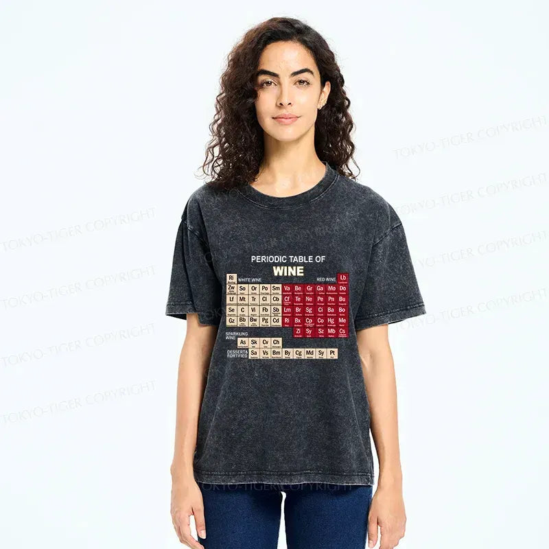 Kyoto-Lion Table of Elements of Wine Washed T-Shirt