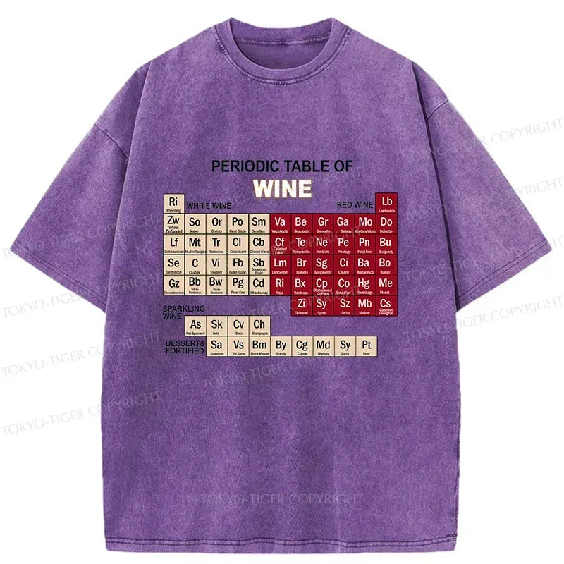Kyoto-Lion Table of Elements of Wine Washed T-Shirt