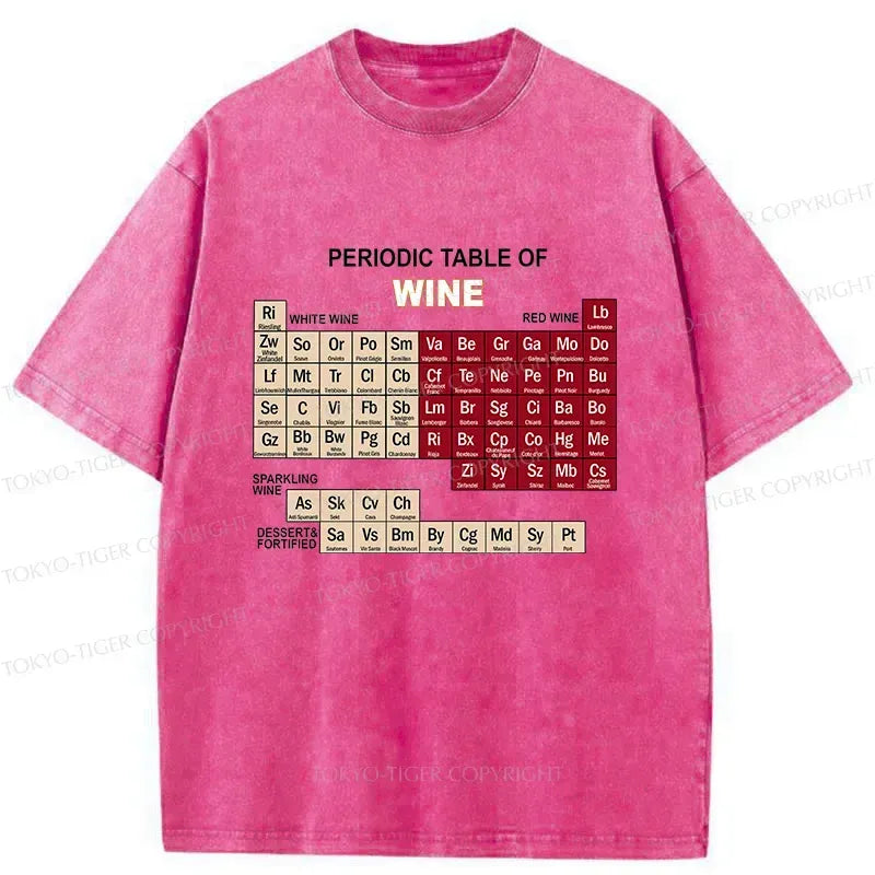 Kyoto-Lion Table of Elements of Wine Washed T-Shirt