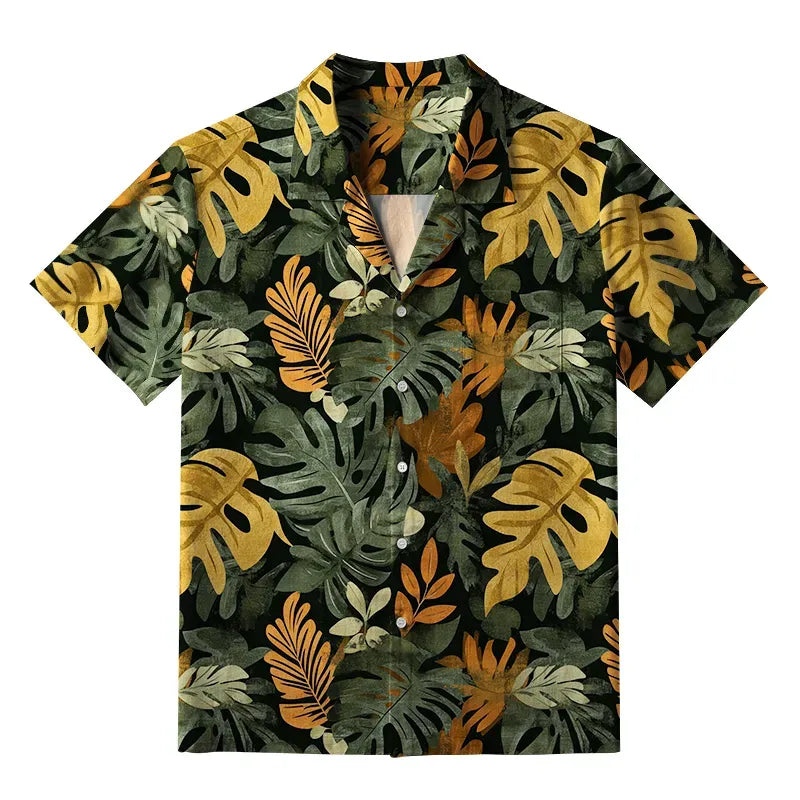 Kyoto-Lion Tropical Leaf Frenzy Aloha Hawaiian Shirt