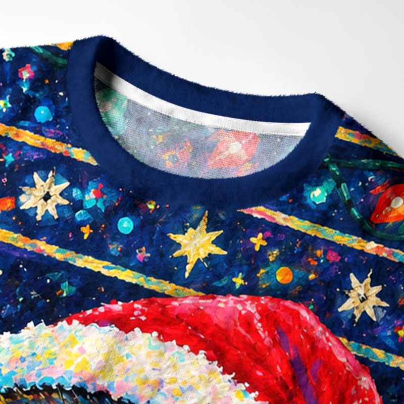 Kyoto-Lion Christmas Capybara Lights Fuzzy Christmas Ugly Sweatshirt