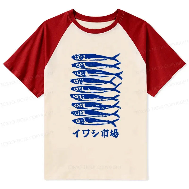 Ukiyo-e Woodblock Print Raglan for Casual Wear