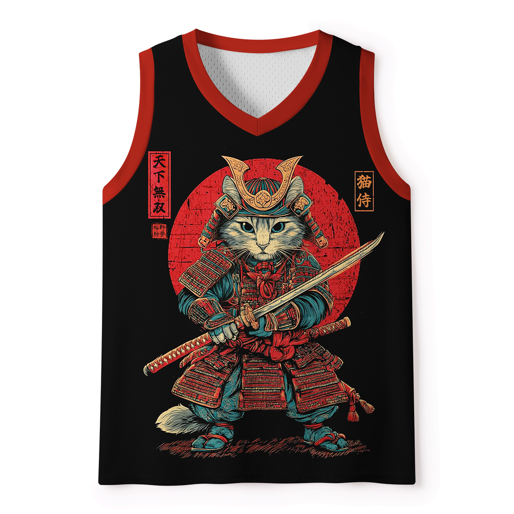 Kyoto-Lion The Crimson Blade Samurai Cat Mesh Tank Top