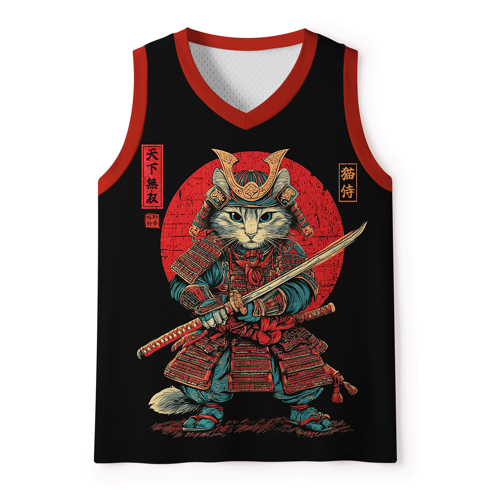 Kyoto-Lion The Crimson Blade Samurai Cat Mesh Tank Top
