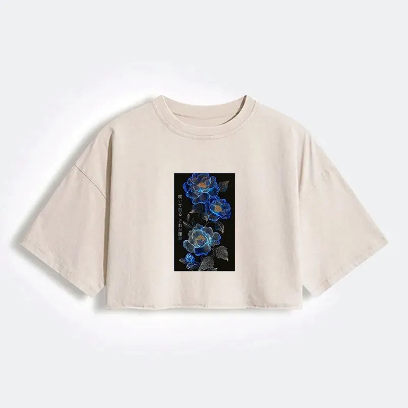 Japanese washed crop t-shirt for women