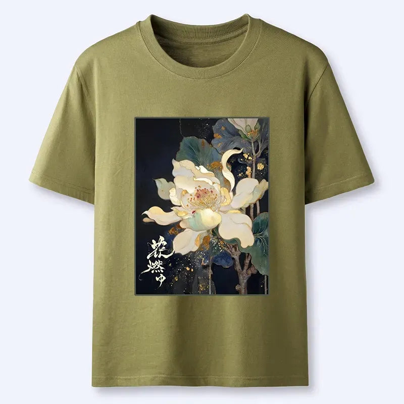 Unisex Cotton T-Shirt with Golden Lotus