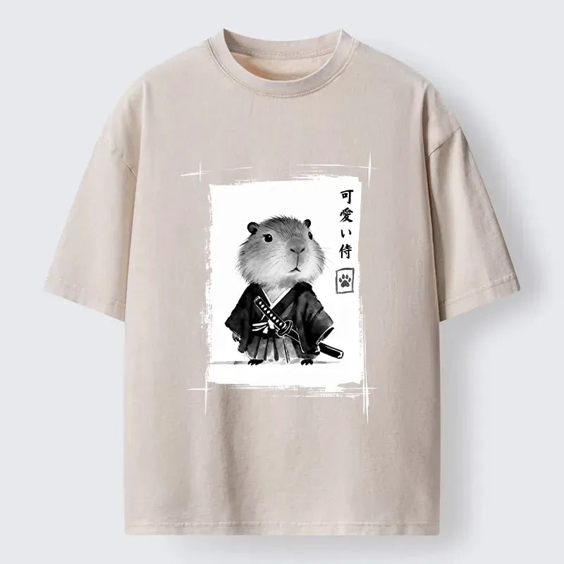 Cute Samurai Capybara T-Shirt for Daily Wear