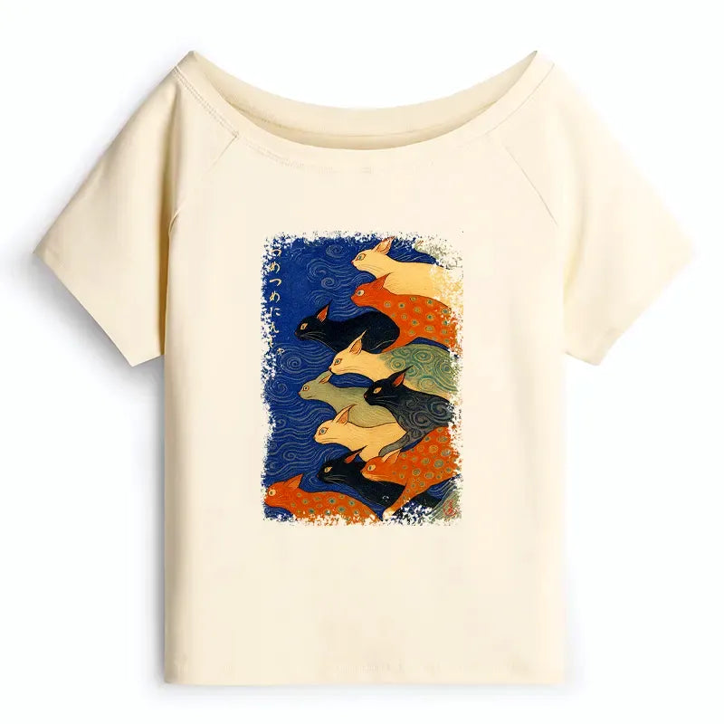 Japanese Ninja Off Shoulder T-Shirt for Women
