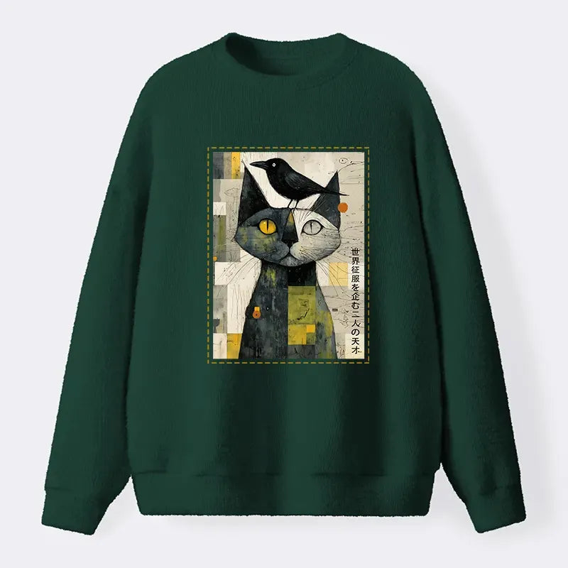 Kyoto-Lion Sweatshirt with Cat and Crow Best Seller
