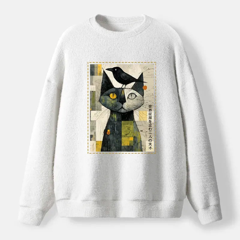 Kyoto-Lion Sweatshirt with Cat and Crow Best Seller