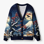 Kyoto-Lion Fuji Snow Plum Blossoms Ugly Cardigan Sweater