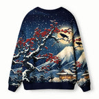 Kyoto-Lion Fuji Snow Plum Blossoms Ugly Cardigan Sweater