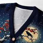 Kyoto-Lion Fuji Snow Plum Blossoms Ugly Cardigan Sweater