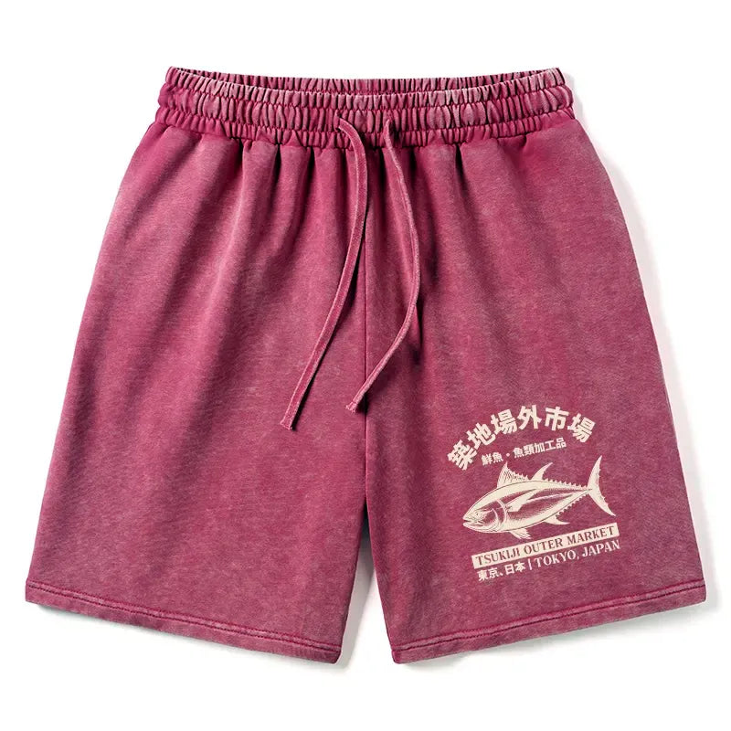 Kyoto-Lion Japan Tsukiji Fish Market Washed Shorts