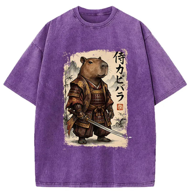 Kyoto-Lion Samurai Capybara Washed T-Shirt