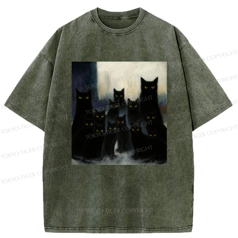 japanese vintage black cat t-shirt