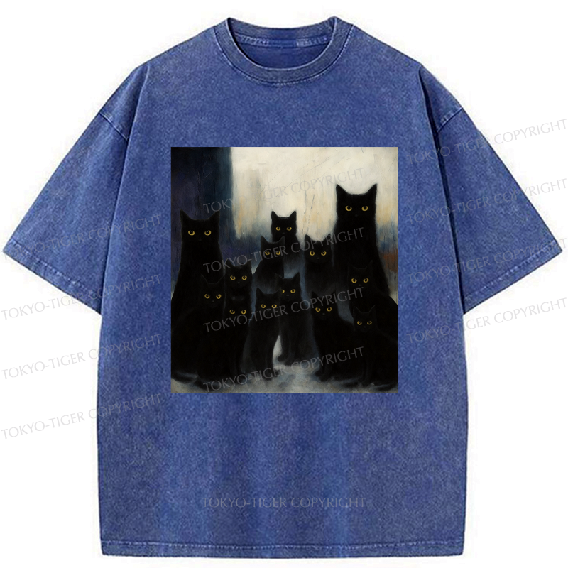 japanese vintage black cat t-shirt