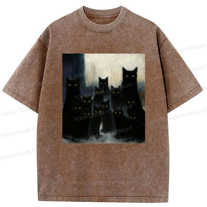 japanese vintage black cat t-shirt