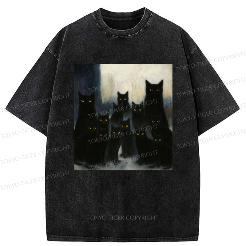 Kyoto-Lion The Black Cat Watch Washed T-Shirt